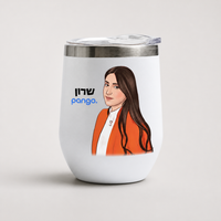 ספל תרמי מאויר בעבודת יד בעיצוב אישי – תקריב על האיור על הספל התרמי