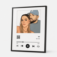 "Music Moment" מאויר וממוסגר בעיצוב אישי – מתנה מקורית בעבודת יד מישראל | קופי בלוק